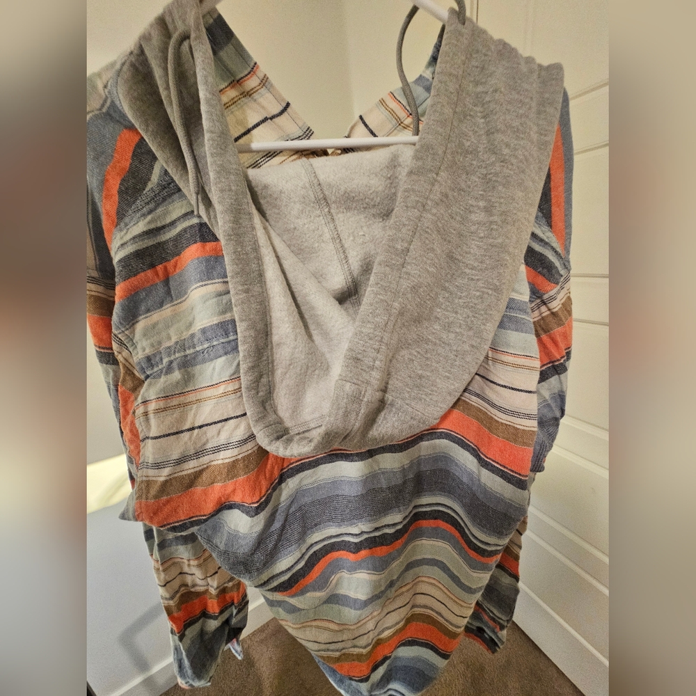 Orange and Blue Long Sleeve Button Down Top - Picture 5 of 5